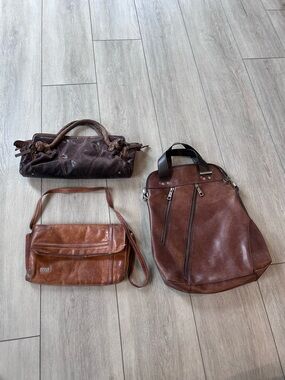 Matt & Nat (2) Vegan Bags + Leather Caffe Purse Bundle 3 Bags Tote Crossbody Lot